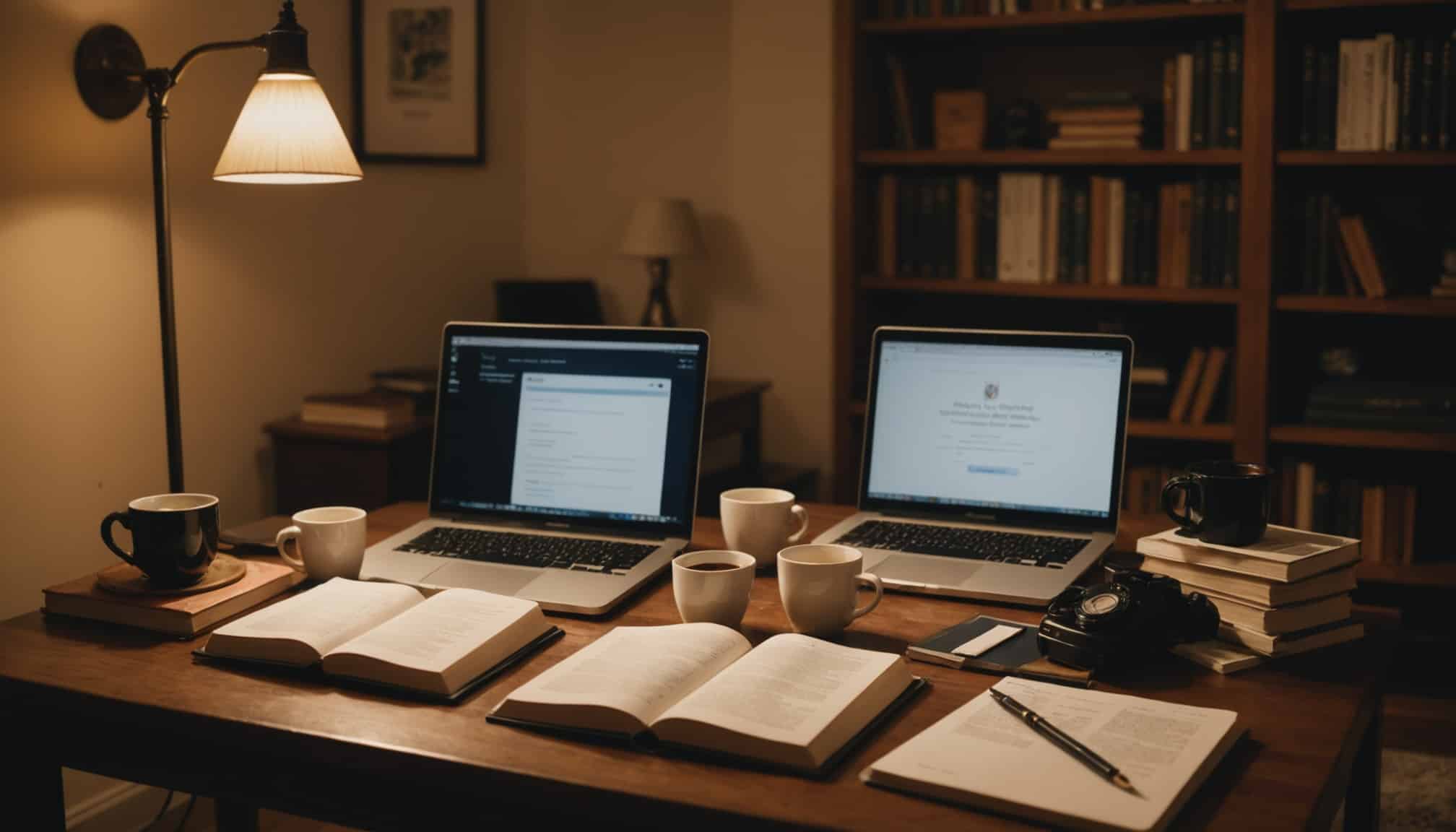 Étudiant en droit préparant ses examens dans une bibliothèque  
Groupe d'étudiants discutant des défis des études juridiques