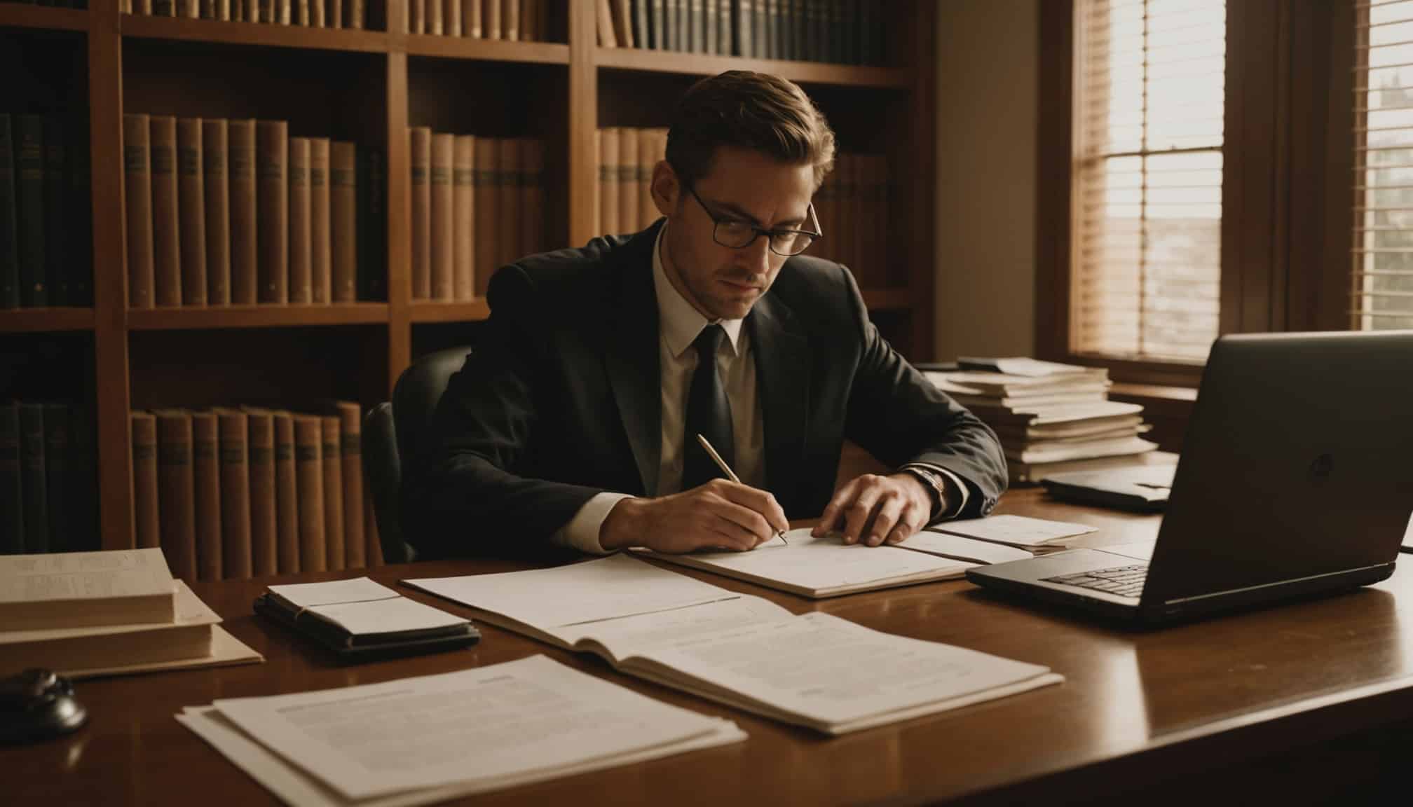 Une personne réfléchissant à une décision publique  
Un citoyen examinant des documents administratifs